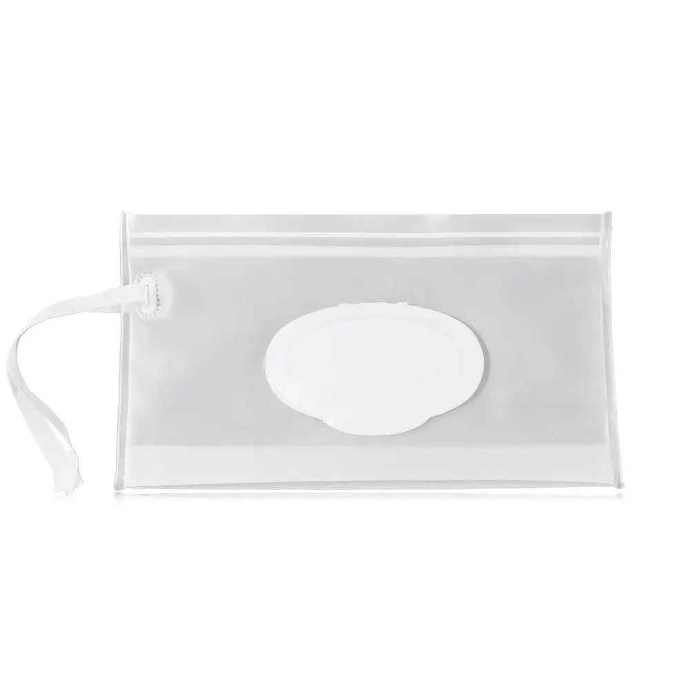 Eco-Friendly Snap Strap Cleaning Clamshell Box Wet Wipes Bag Napkin Storage Pouch Cosmetic Container Wipes Case