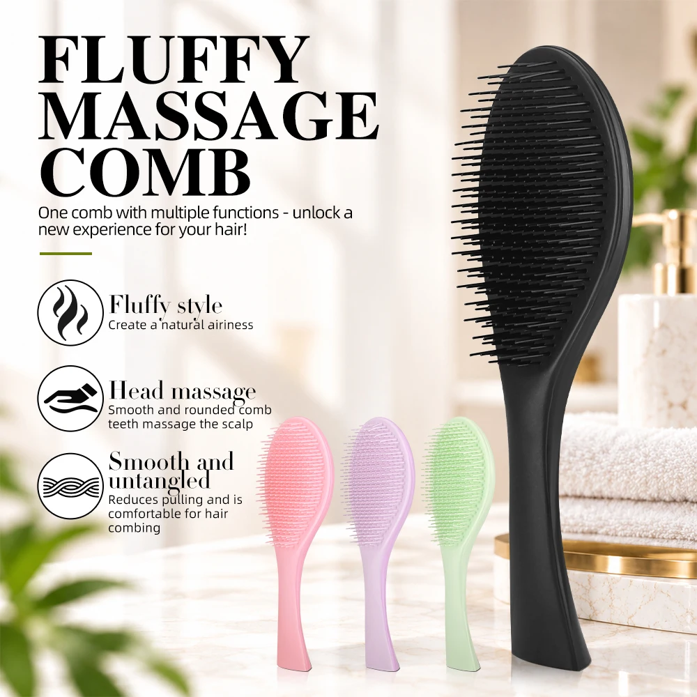 Fluffy Massage Comb Detangling Hair Brush for Women Scalp Massager Wet Dry Use Smooth Untangle Reduce Hair Loss Salon Tool