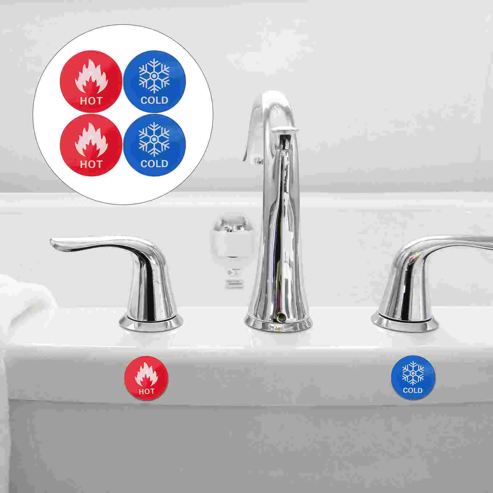 

6 Pairs Cold Hot Water Labels Sticker Acrylic Smooth Bathtub Faucet Signs Temperature Differentiation Safe Usage Traffic