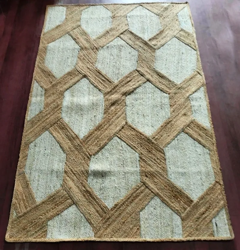 Jute Hand Braided Area Rug Modern Bohemian Decor Carpet Living Room Rug 6x9 Ft