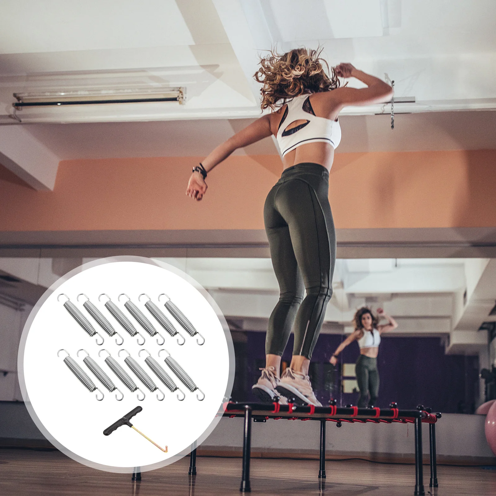 1Set Pegas Trampolin Berlapis Seng Pengganti Kait Pegas Ekstensi Tugas Berat Perlengkapan Trampolin Anti Karat Tahan Lama Kokoh