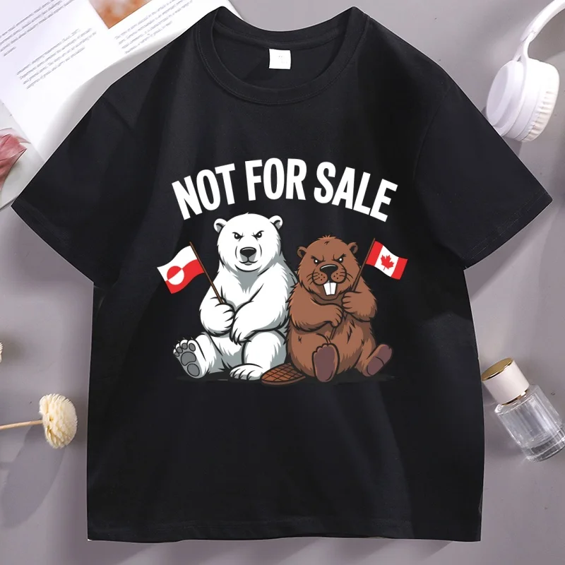 

Canada Greenland Is Not for Sale T-Shirt Men Women Cotton Casual Soft T Shirt Round Neck Short Sleeve Graphic Tee Mens Clothing