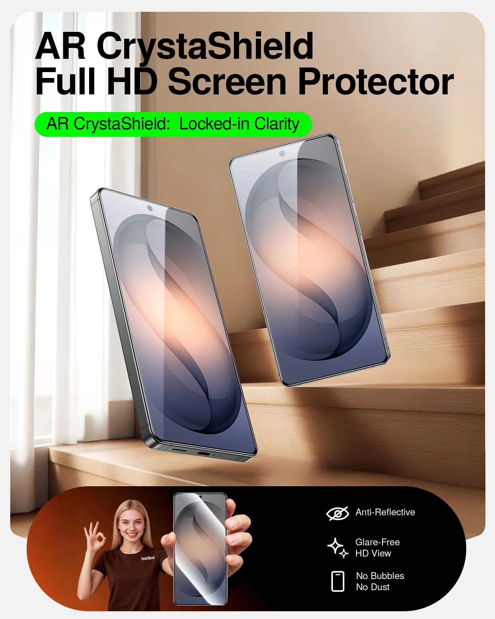 SmartDevil AR Anti-reflection Tempered Glass Film for Samsung Galaxy S26 Ultra HD Clear Screen Protector for Samsung S26