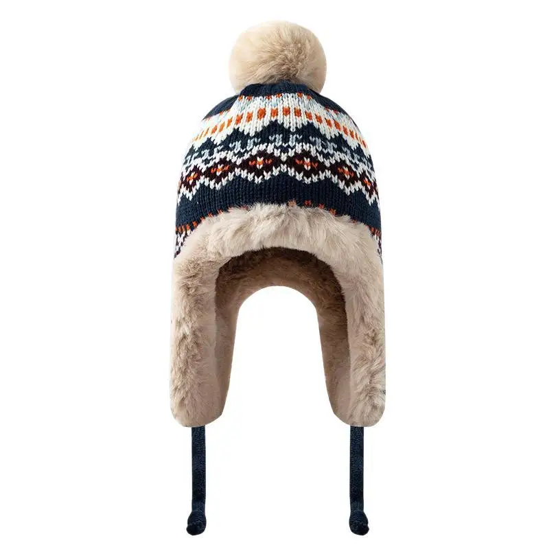 Women Winter Peruvian Cover Ears Beanie Hat Ear Flaps Sherpa Ski Snow Hats Knit Fleece Lined