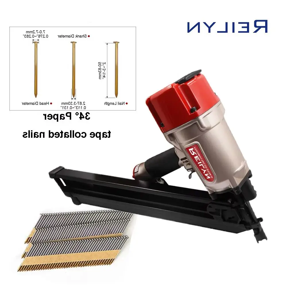 SRN9034 Woodworking Pneumatic Nail Gun, 34° Paper Row, Wood Structure Housing, Special Grade Diagonal Nail Gun, 34 Degree - Image 5