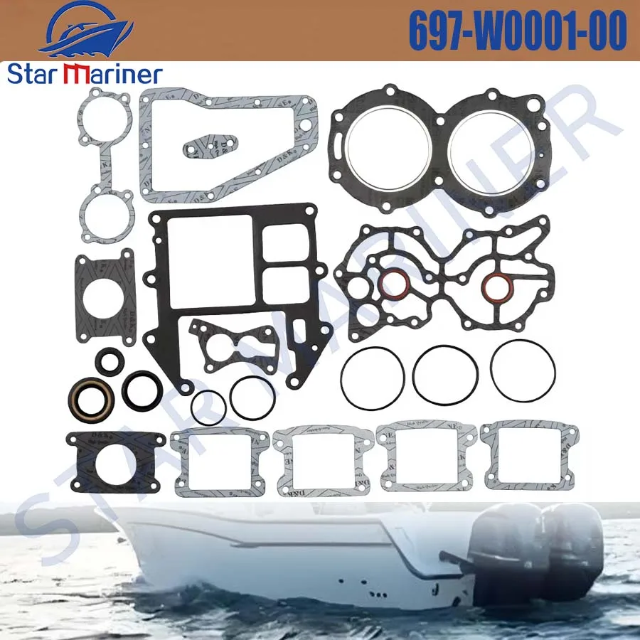 Kit de Juntas de Culata para Motor de Barco 697-W0001-00 697-W0001-02 para Motor Fuera de Borda Yamaha 55HP 60HP 2 Cilindros Modelo Antiguo 697-W0001