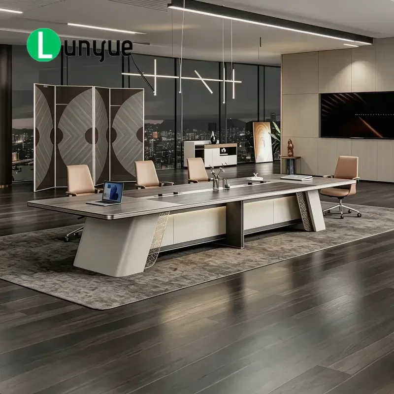 Modern Wooden Conference Table 12 Seater Luxury High End Eco Friendly Meeting Desk for Executive Office Boardroom Furniture