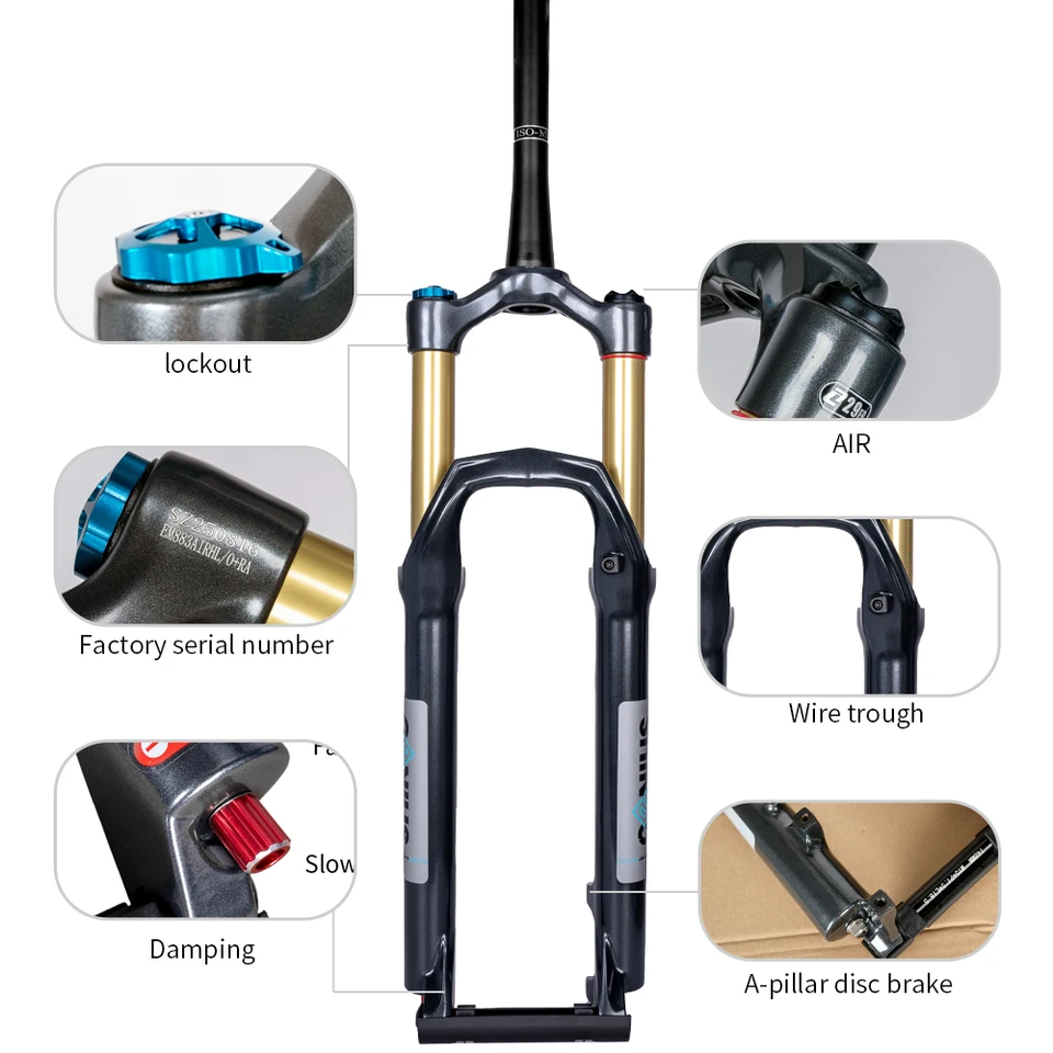ZOOM Bicycle Straight/Tapered Front Fork 27.5/29Inch Air Shock