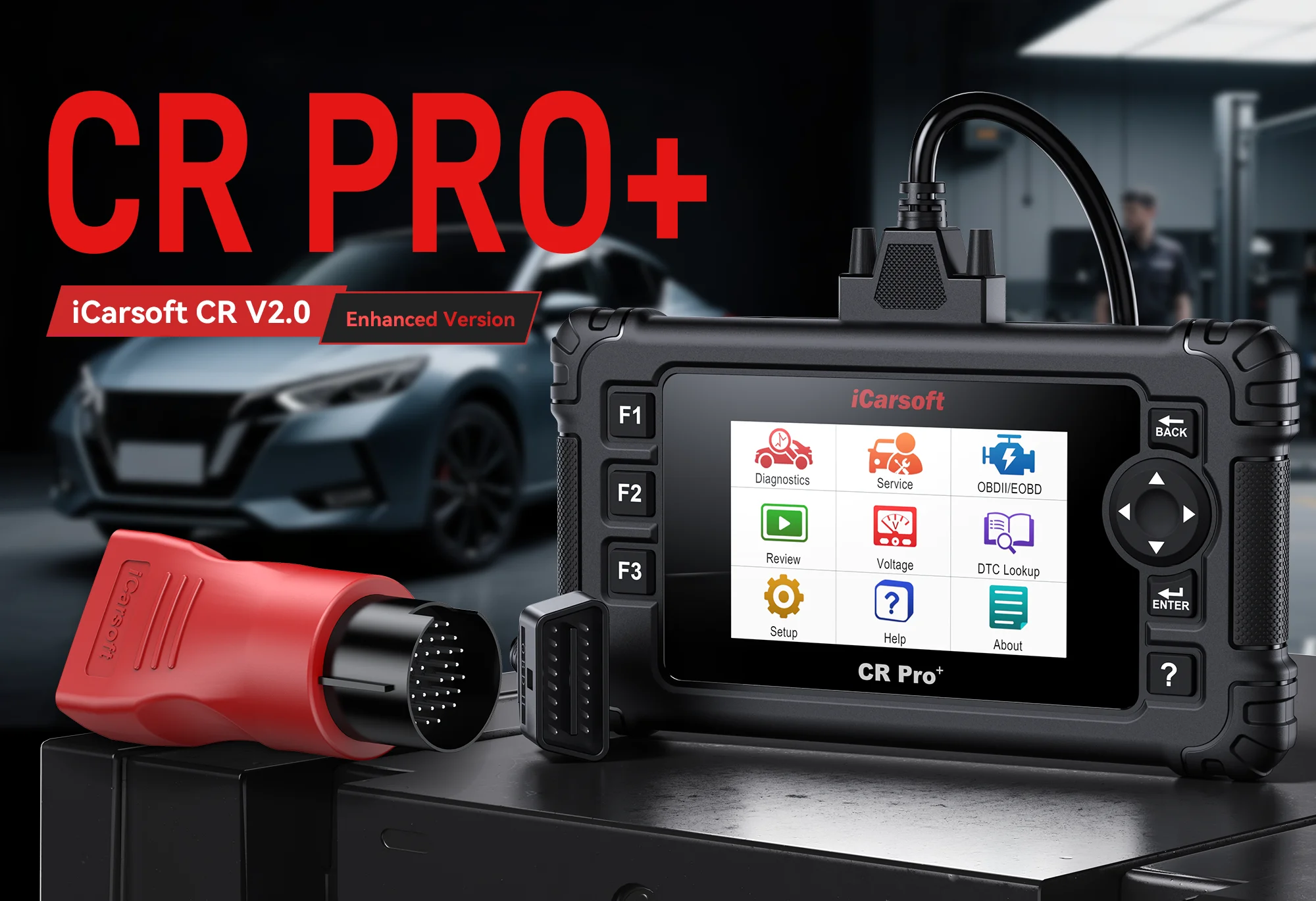 FREE UPDATE Bidirectional Scan Tool iCarsoft CR Pro+ Enhanced Version with Benz 38Pin Adapter Wider Coverage+49 Reset Service