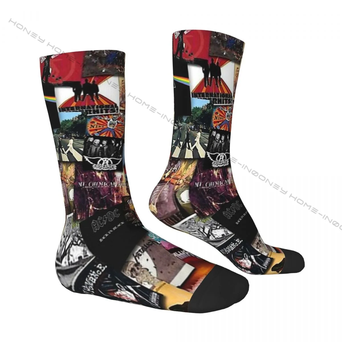 Hip Hop Retro In One Place Crazy Men's Socks Rock Music Unisex Street Style Seamless Printed Funny Happy Crew Sock Boys Gift