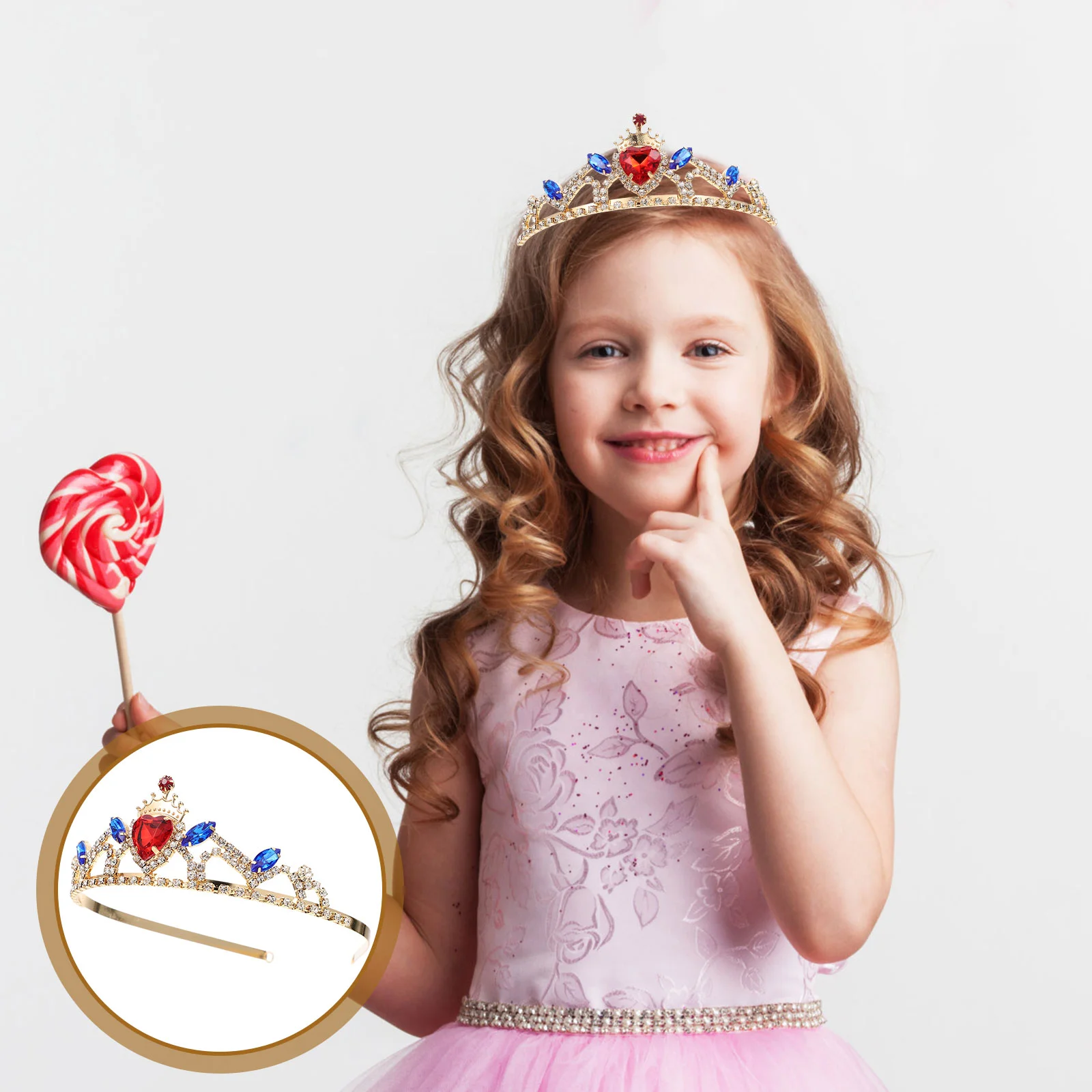 Children's Crown Birthday Tiara Outfits for Girls Aldult Clothing Hair Hoops Metal Little Dress Band