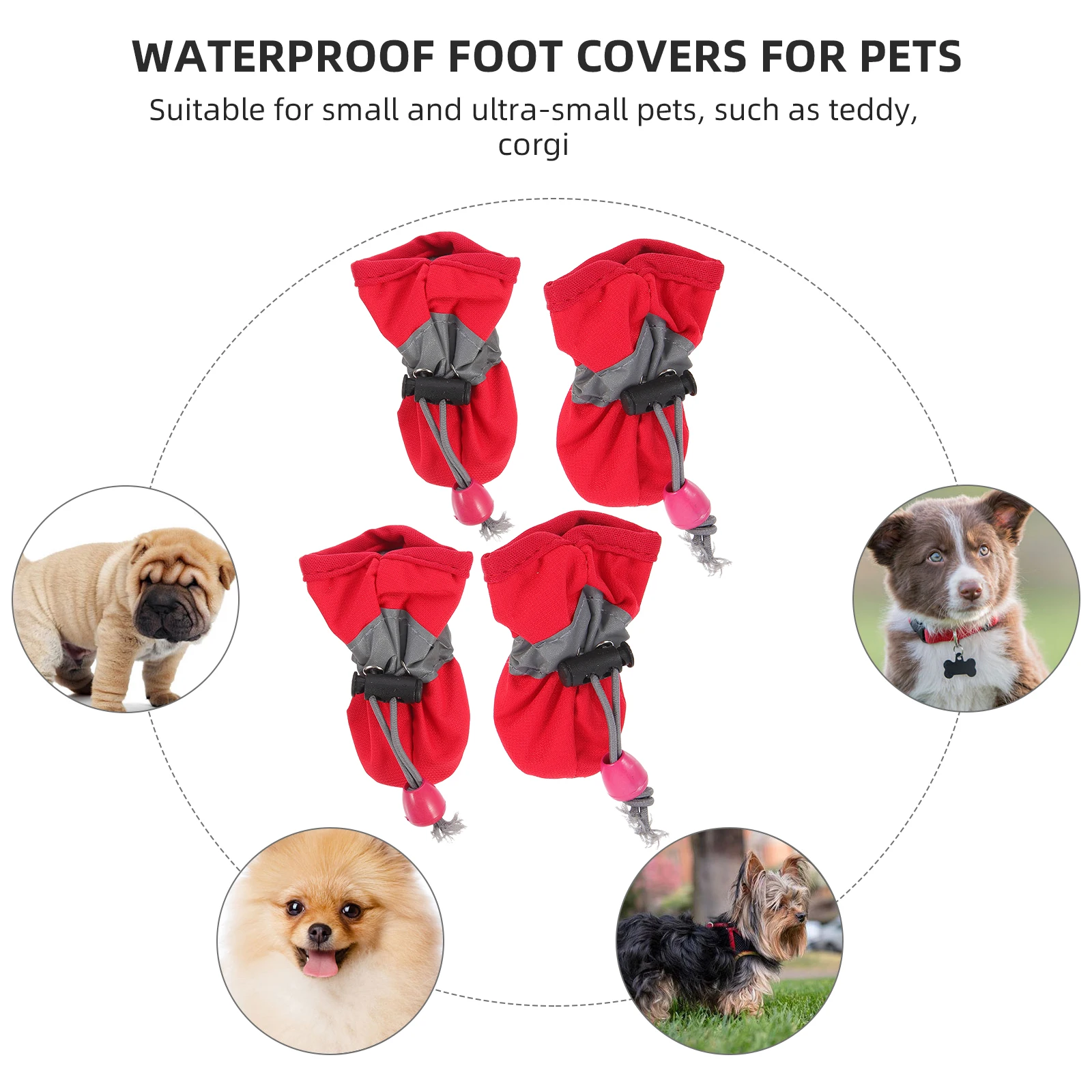 

4 Pcs Dog Waterproof Foot Cover Shoes for Hardwood Floors Pet Footwear Non-slip Boot Protector Boots Rain Cloth Covers Outdoor