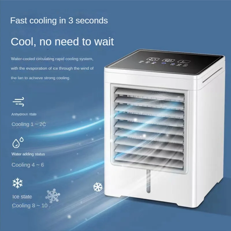 

Air CoolerPortable Air Conditioner Fan Evaporative Mini Air Cooler, USB Powered Touch Screen Desktop Cooling Fan for Home Office