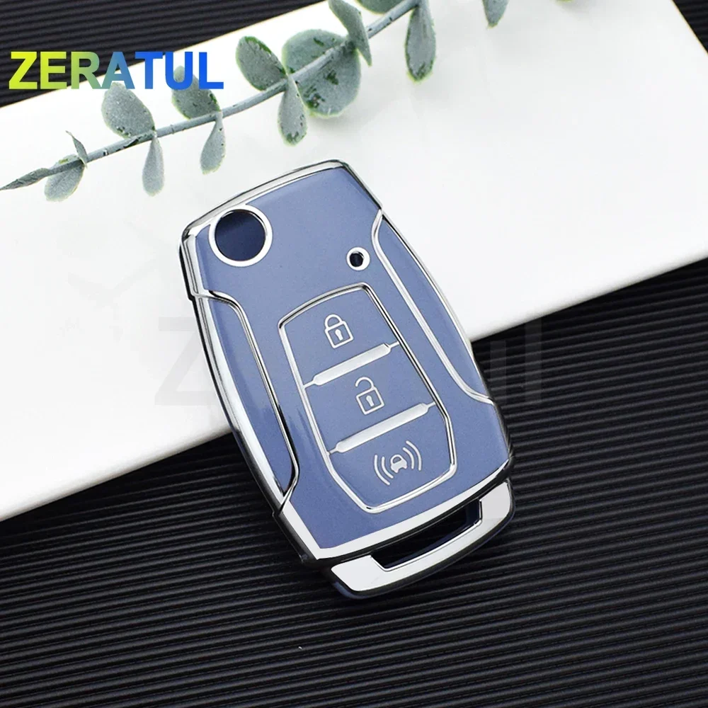 For SsangYong Kyron 2 Sanka Actyon Korando Tivoli Rexton 3Buttons TPU Car Flip Key Cover Case Auto Shell Fob Keyless Holder