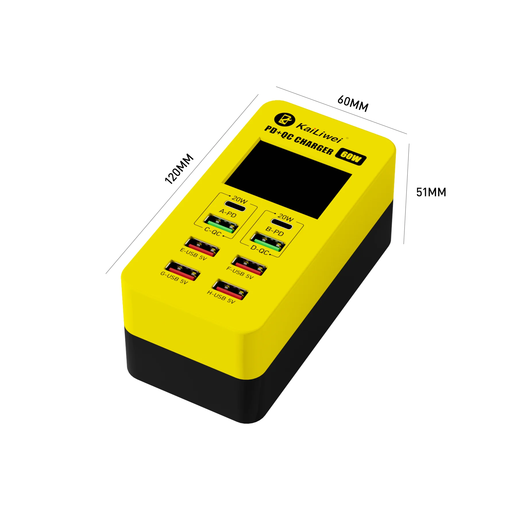 Kailiwei 60W wysokiej mocy 8 ładowarka sieciowa USB wtyczka szybkie ładowanie W domu wielu telefonów komórkowych KLW-A8T