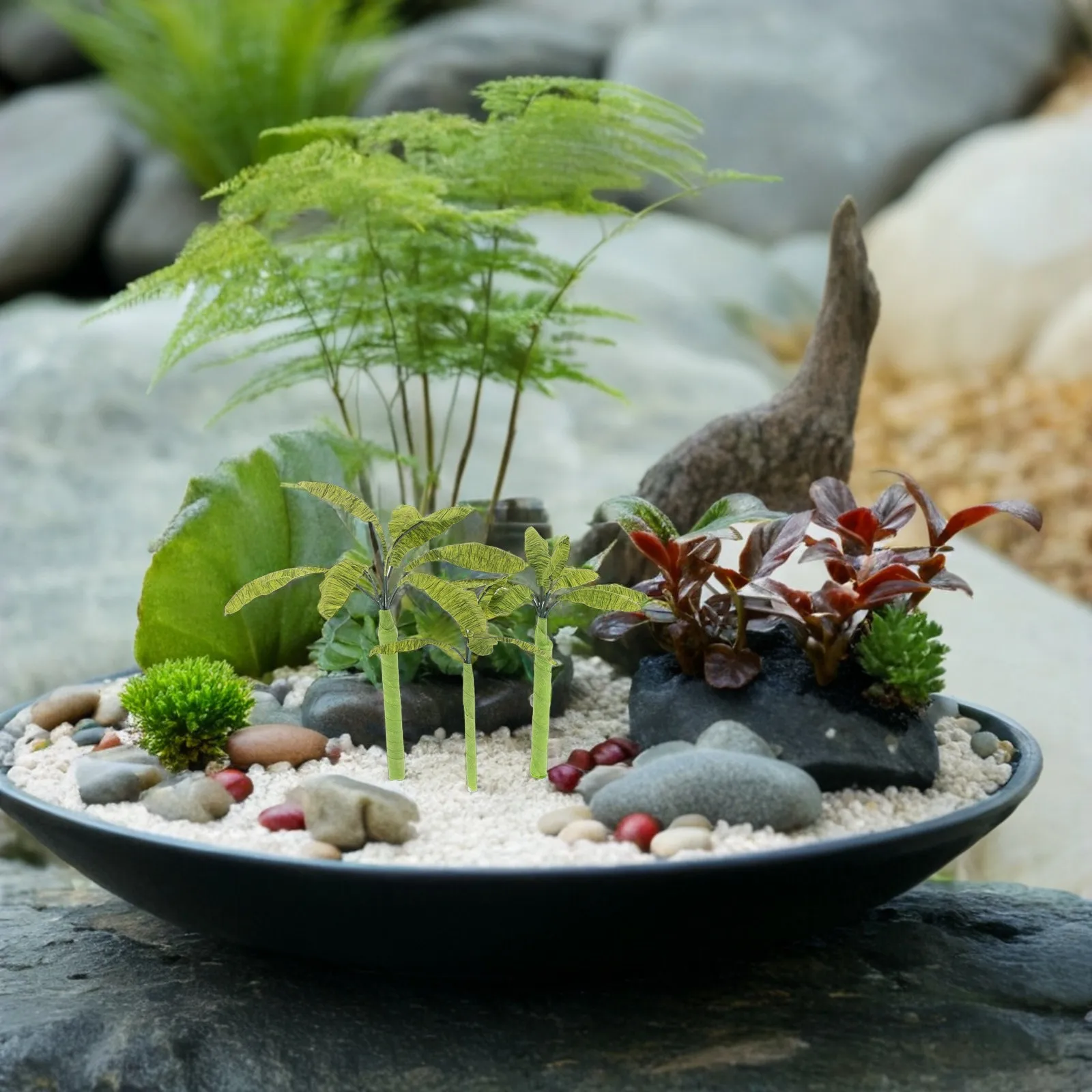 3Pcs Authentic Handcrafted Banana Tree Models for Miniature Scene Sand Table Decoration Landscape Mini Plant Decor