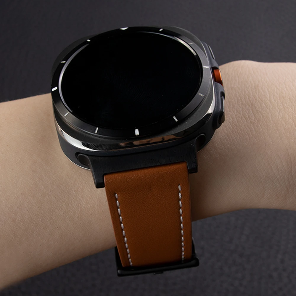 

Leather Strap Watchband for Samsung Galaxy Watch Ultra 47mm Smart Wriststrap Quick Releas Bracelet for Galaxy Watch7 Accessories