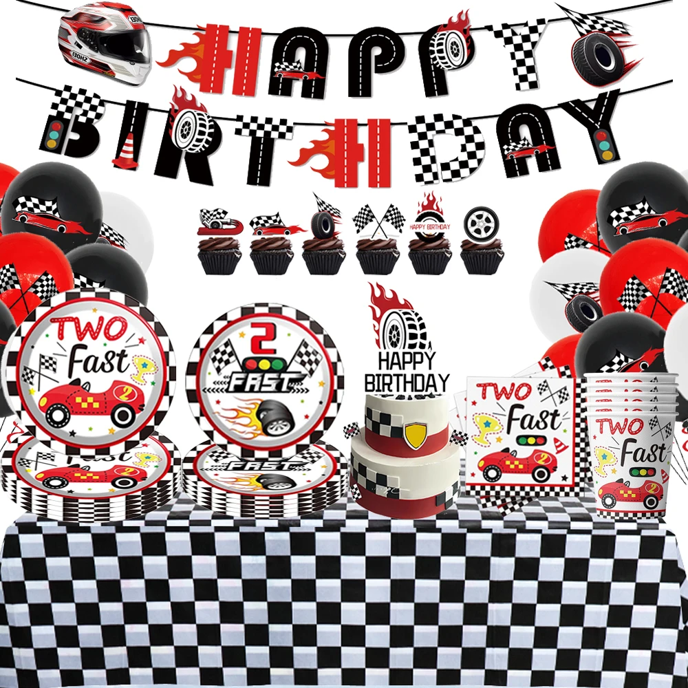 

Racing Birthday Party Decoration Boys Racing Theme Tableware Cup Plate Balloon Banner Baby Shower Children's Party Supplies Gift