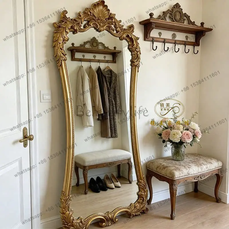French retro floor-to-ceiling full-length mirror home clothing store full-length mirror