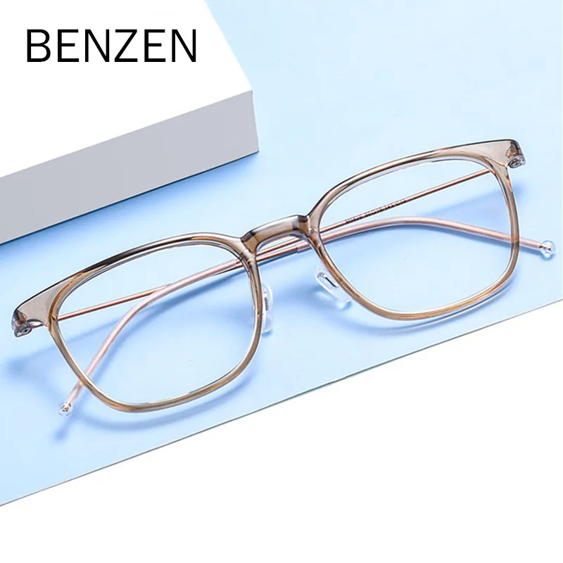 

BENZEN Pure Titanium Myopia Glasses Frame Classic Square Prescription Eyeglasses For Men Women Optical Eyewear 5830