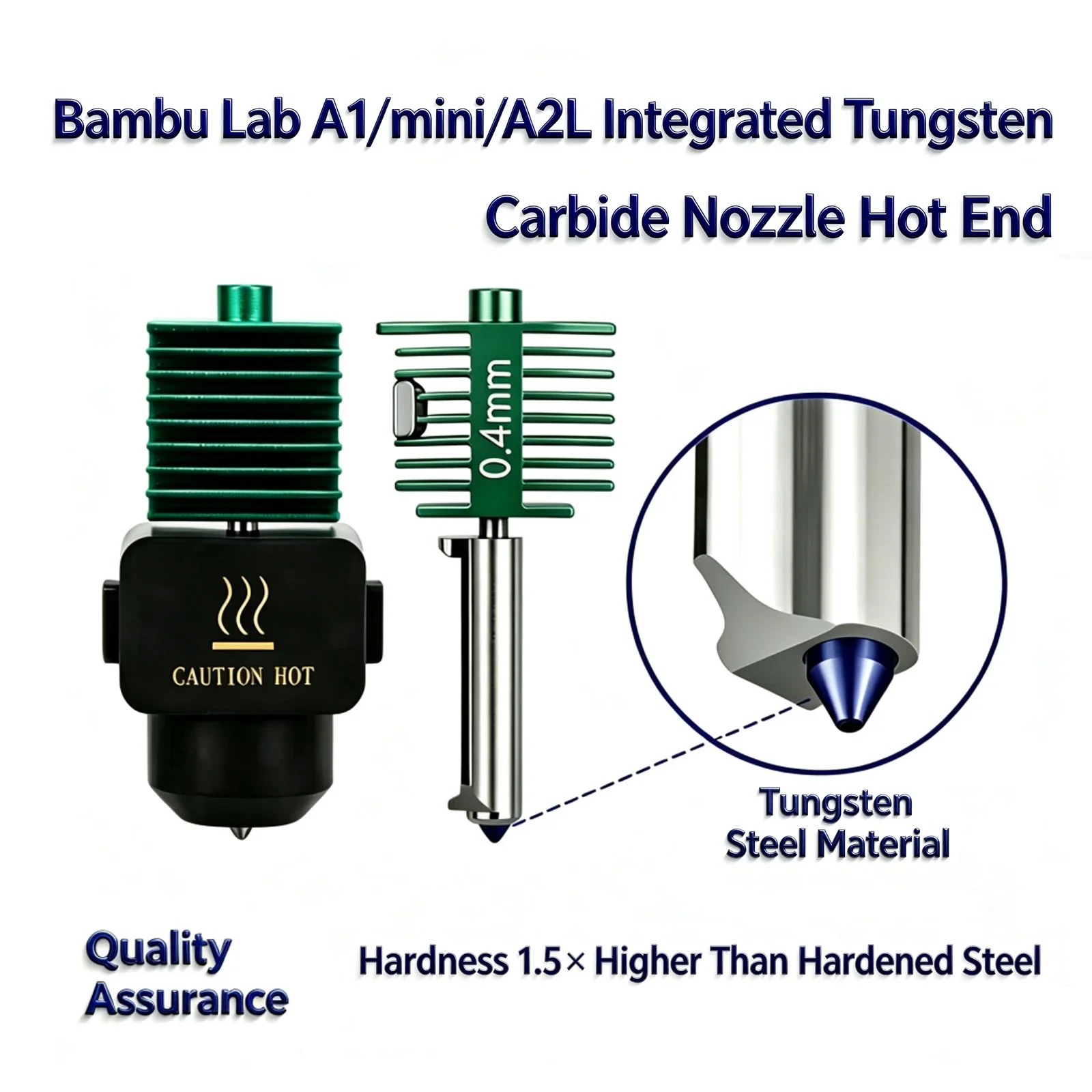 New Bambu Lab A1 Mini/A2L Integrated Tungsten Carbide Steel Nozzle Hotend Kit Upgraded All-in-one Hotend 3D Printer Parts