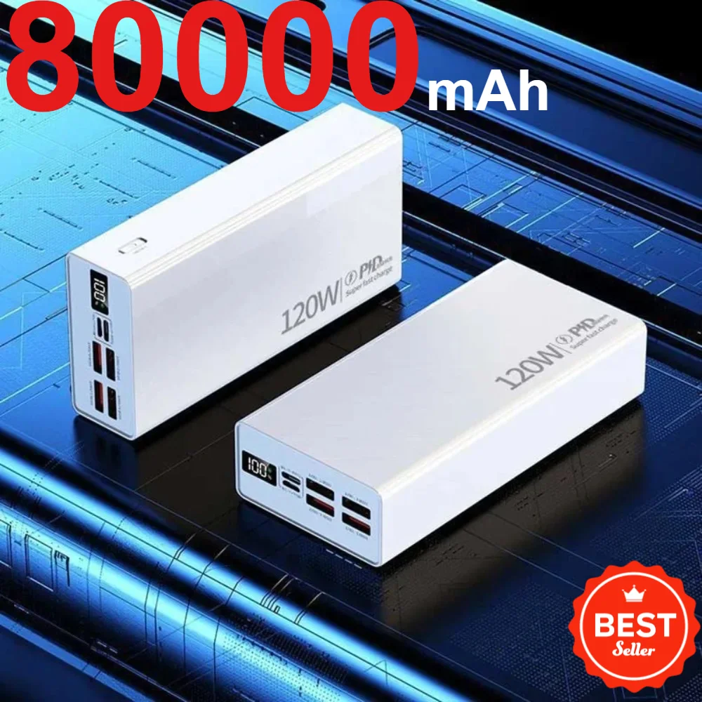 2027 New 80000mAh Power Bank 120W Fast Charging Portable Battery Pack for Laptop MacBook iPhone 17 16 15 14 Samsung Hot Sale