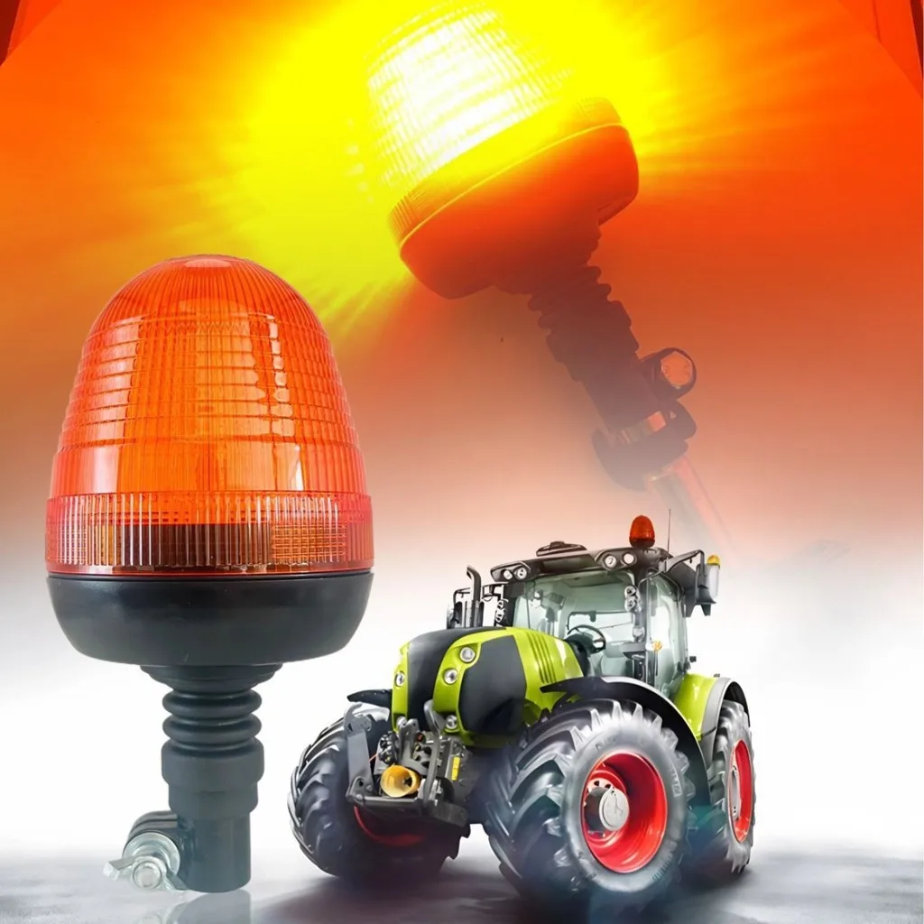 

12V/24V Universal LED Strobe & Rotating Warning Beacon Light - Tractor & Harvester Accessory