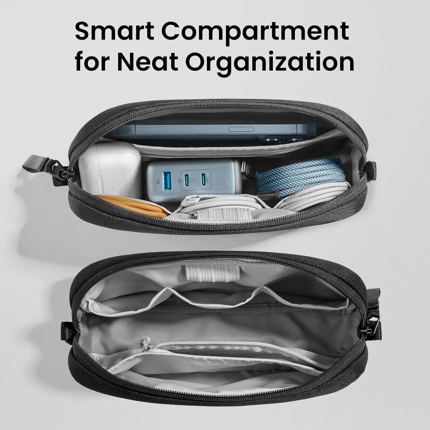 Electronics Organizer Travel Case, Cable Organizer for Essentials,  Storage for Cord, Phone, Cables, Airpods, USB Flash Drive