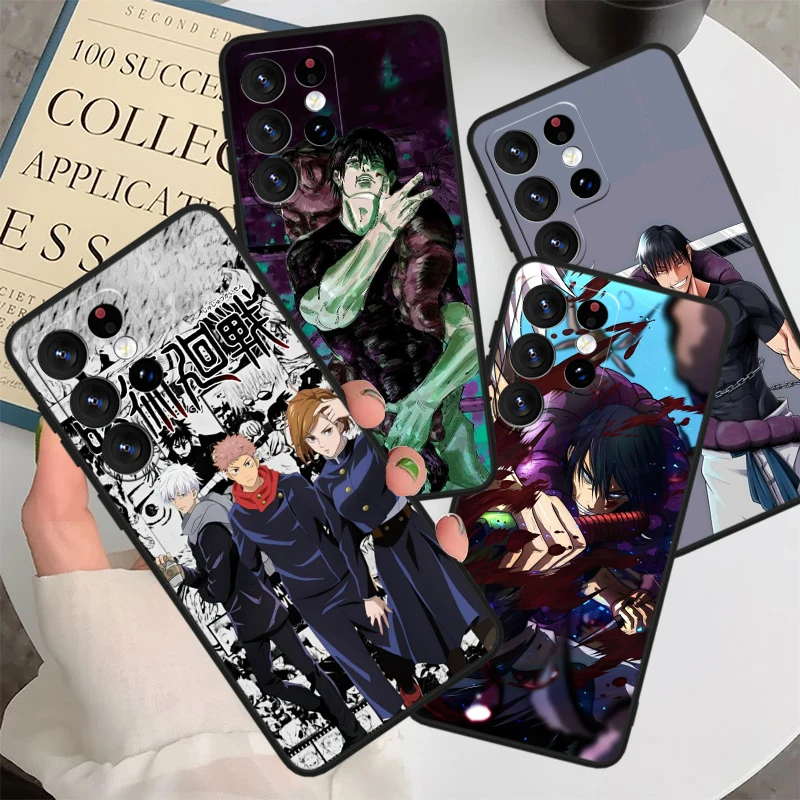 J-ujutsu K-aisens F-ushiguro Toji For Samsung S24 S23 S22 S21 S20 FE S10e S10 S9 Ultra Plus Plus Soft Silicone Black Phone Case