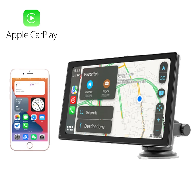 

9" Portable Car MP5 Player with Carplay android auto bluetooth aux usb tf camera input dvr input 1024x600 HD IPS touch screen