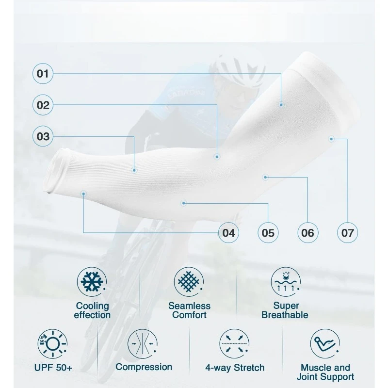 Rękawki kompresyjne chłodzące - ochrona przed słońcem i zakrywanie tatuaży, unisex dla mężczyzn, kobiet i młodzieży
