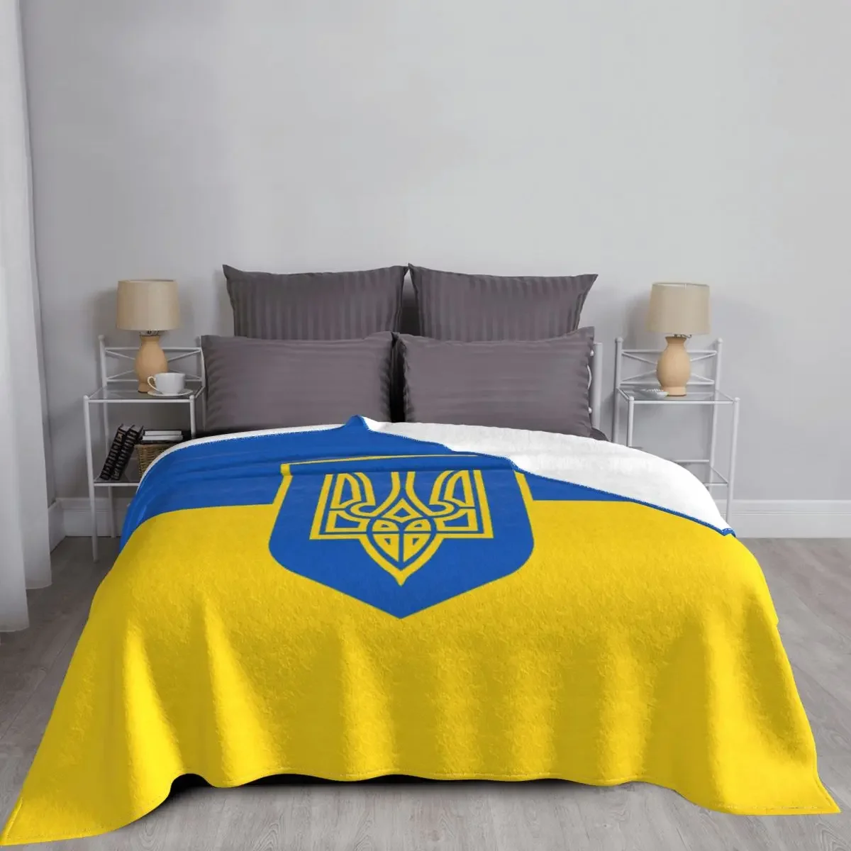 Ukraine Flag Plush Blanket Ukrainian Military Awesome Throw Blankets for Sofa Bedding Lounge 150*125cm Plush Thin Quilt