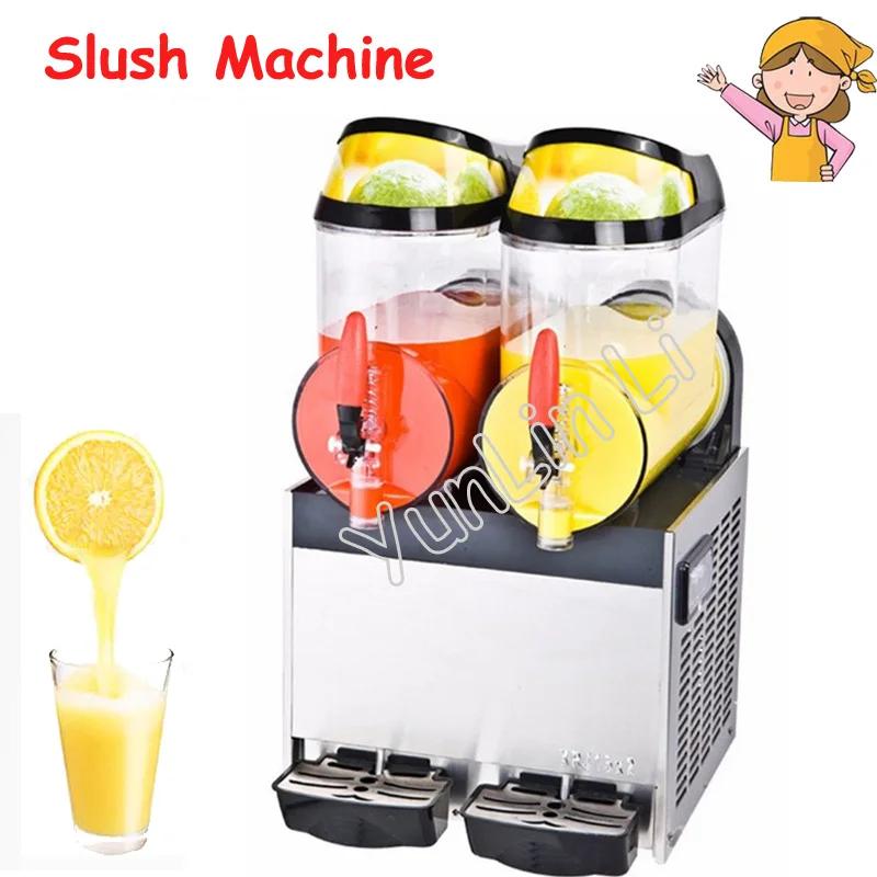 10L Slush Machine Double Tank Beverage Machine Stainless Steel Slush Machine Snow Melting Ice Machine Drinks Dispenser