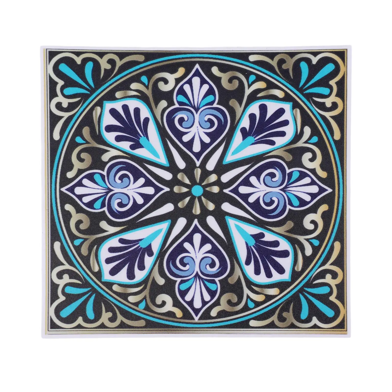 Aesthetic Upgrade Set of 10 Colorful Water Resistant Vinyl Tiles with Beautiful Mandalas Designed For Kitchens & Baths