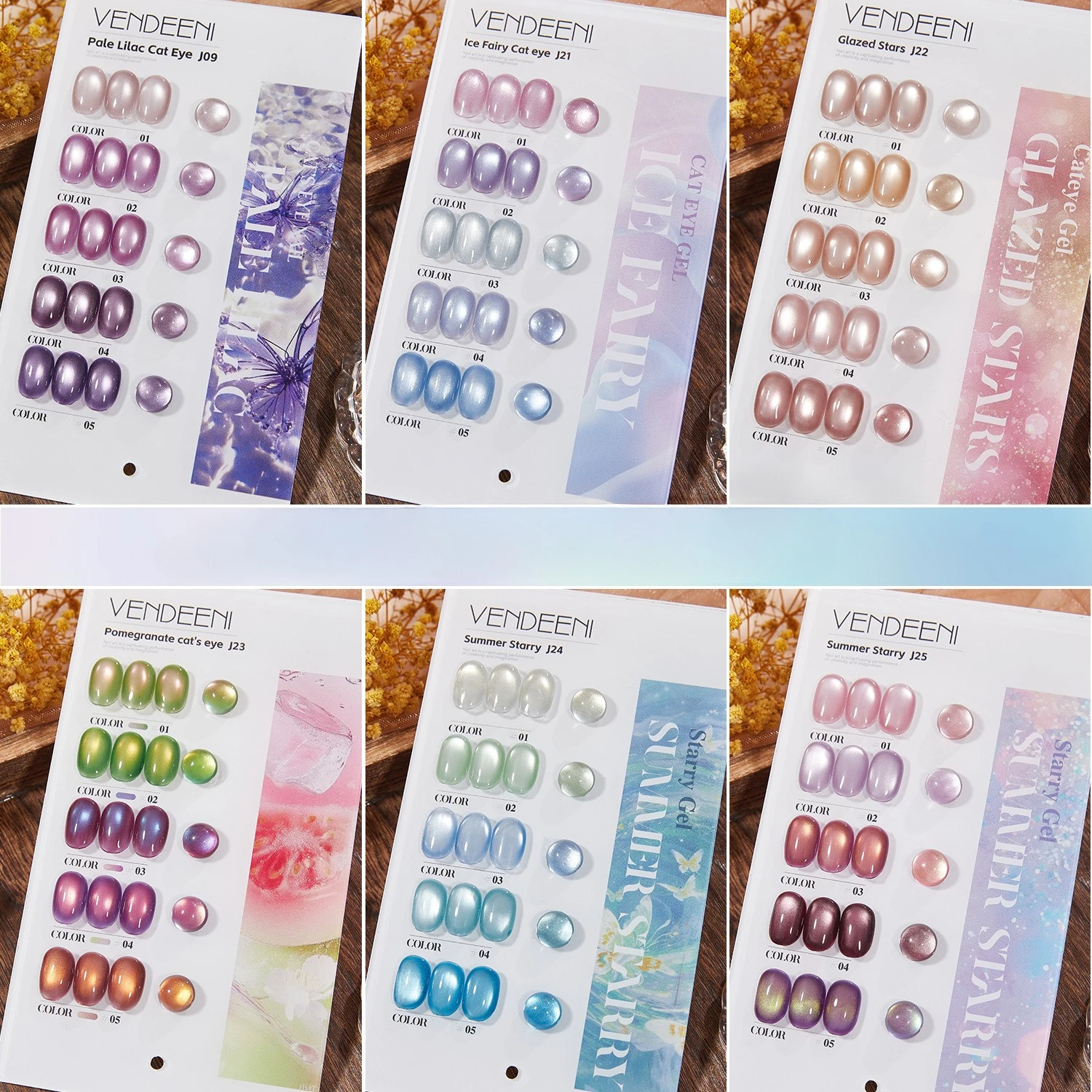 

Vendeeni Magnetic Cat Eye Nail Gel Polish Set Pink UV LED Soak Off Gel Varnish Crystal Cat Eye Nail Gel Varnishes For Manicure