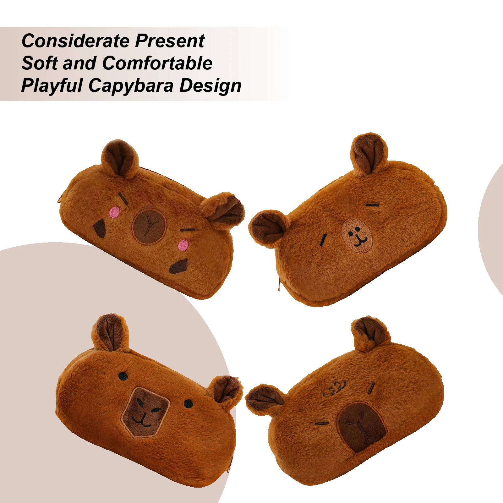 

Plush Capybara Pencil Case Cute Expression Capybara Pen Box With Zipper Plush Pencil Box Storage Supplies Stationery For Kids