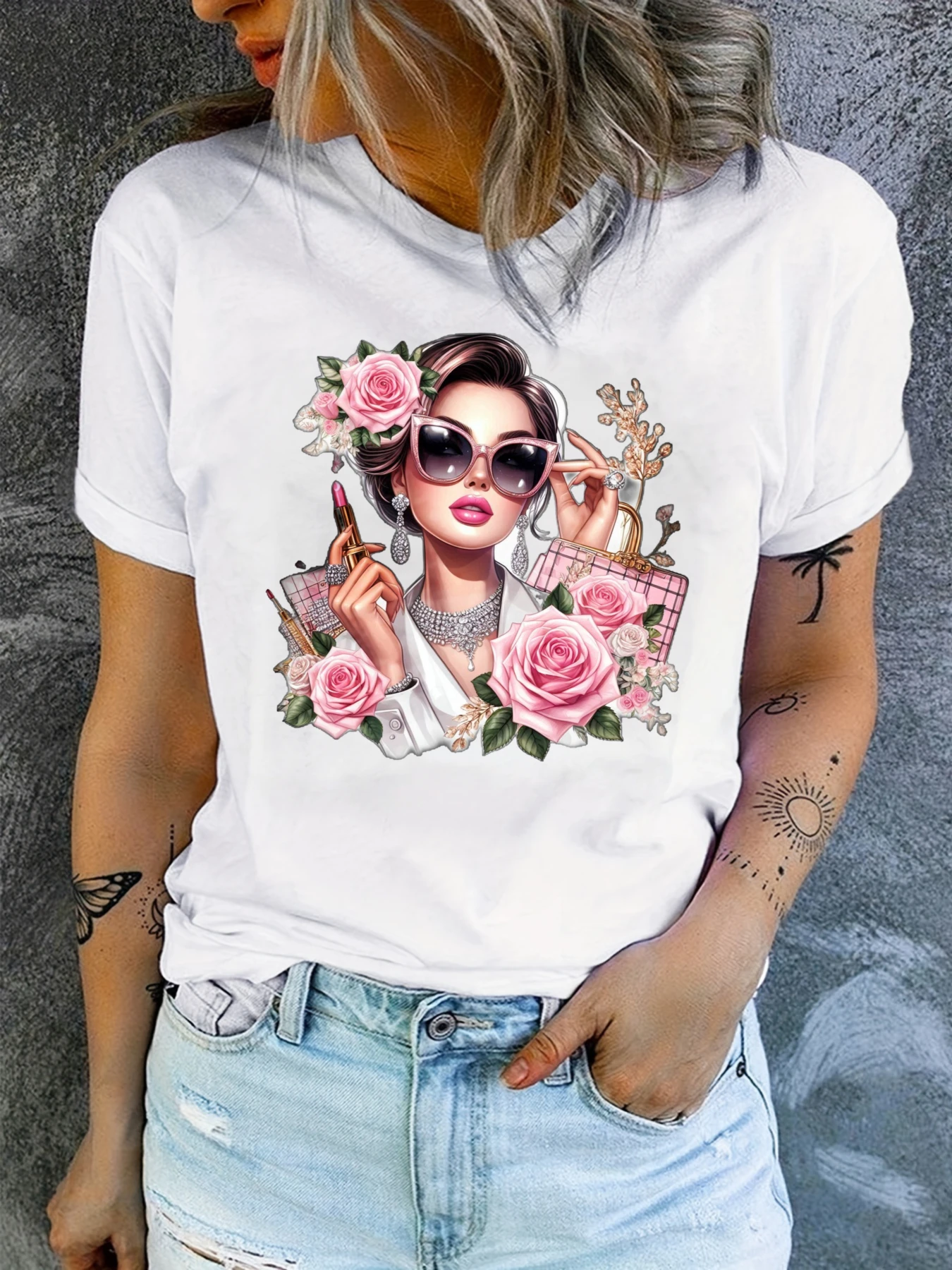 Beautiful Flower GirlDecals Iron-on Appliques Transfer Stickers Suitable for T-Shirts Cowboy Hats Backpack Decoration  T Shirt