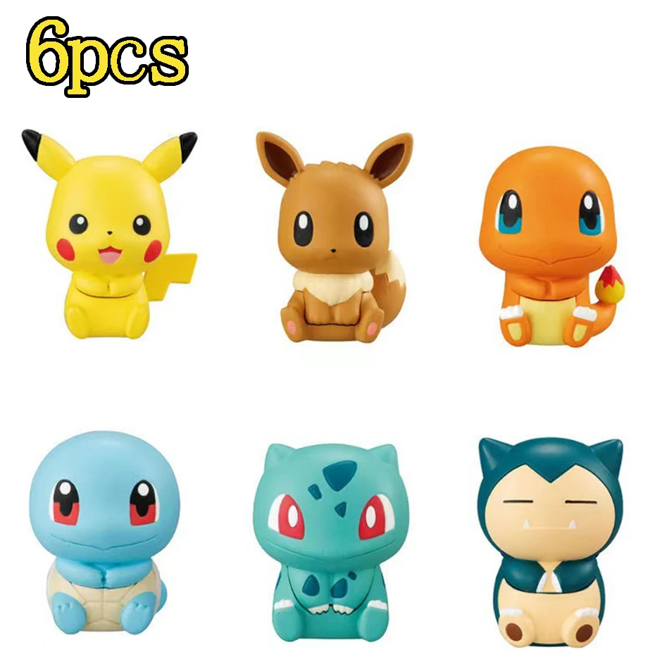 Figuras de Pokémon para niños, Pikachu, Charmander, Squirtle, muñecos de dibujos animados, juguetes de acción, adornos de escritorio, regalo para niños, 6 uds.