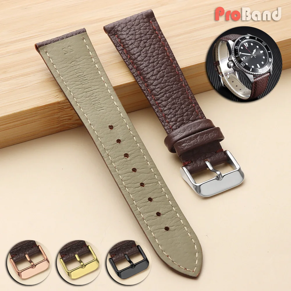 

Litchi Pattern Soft Leather Watch Band Bracelet 18mm 19mm 20mm 21mm 22mm Green Gray Replacement Wrist Straps Men Women Watchband