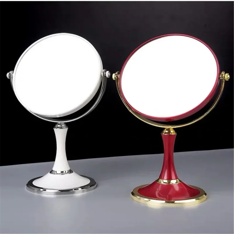 Double-Sided Rotating Cosmetic Mirror, Circular Makeup Mirror, Desktop Standing Mirror, 1:2 Magnifier, 8"