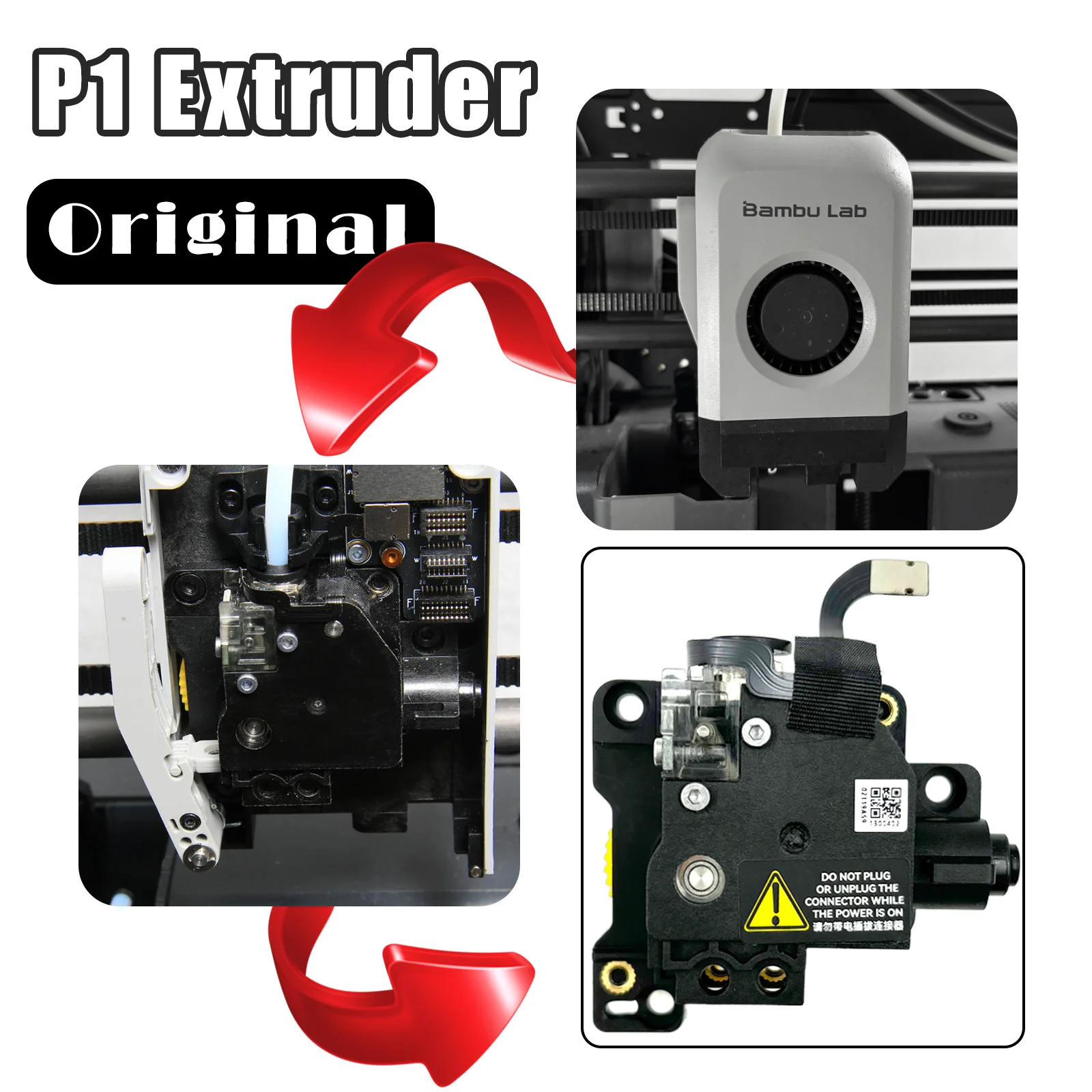 

Original Extruder For Bambu lab P1S P1P Stainless Steel Extruder Unit Replacement Filament Sensor for Bambu P1 Series