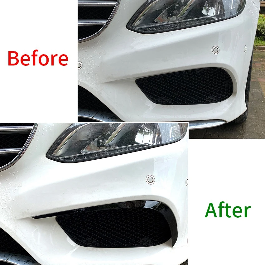 Front Bumper Splitter Spoiler Fog Light Canard for Mercedes-Benz E-Class W212 Facelift 2013-2015 Piano Black