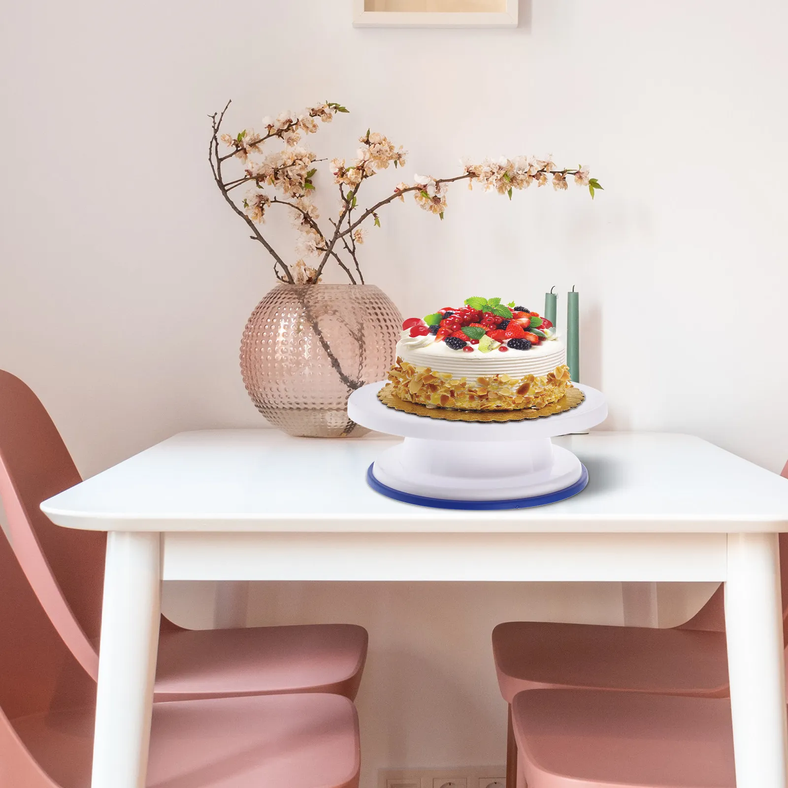 

1Set Cake Turntable Set Smooth Surface Non-Slip Base Double Bearings Rotation Cake Decorating Kit for Baking Tools