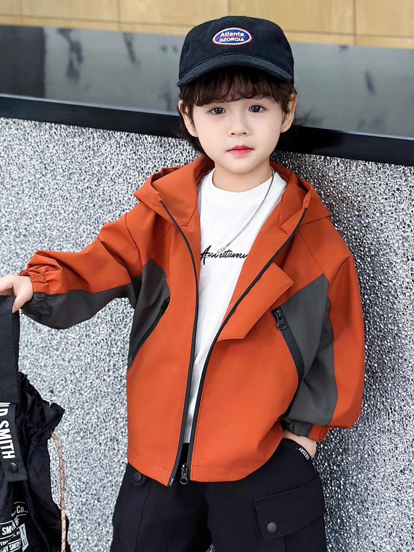 

Spring Autumn Boys Jaet Coat Baseball Sle Faionable Children's Clothes Breathable Cosite Fabric Long Sve Cotton L...