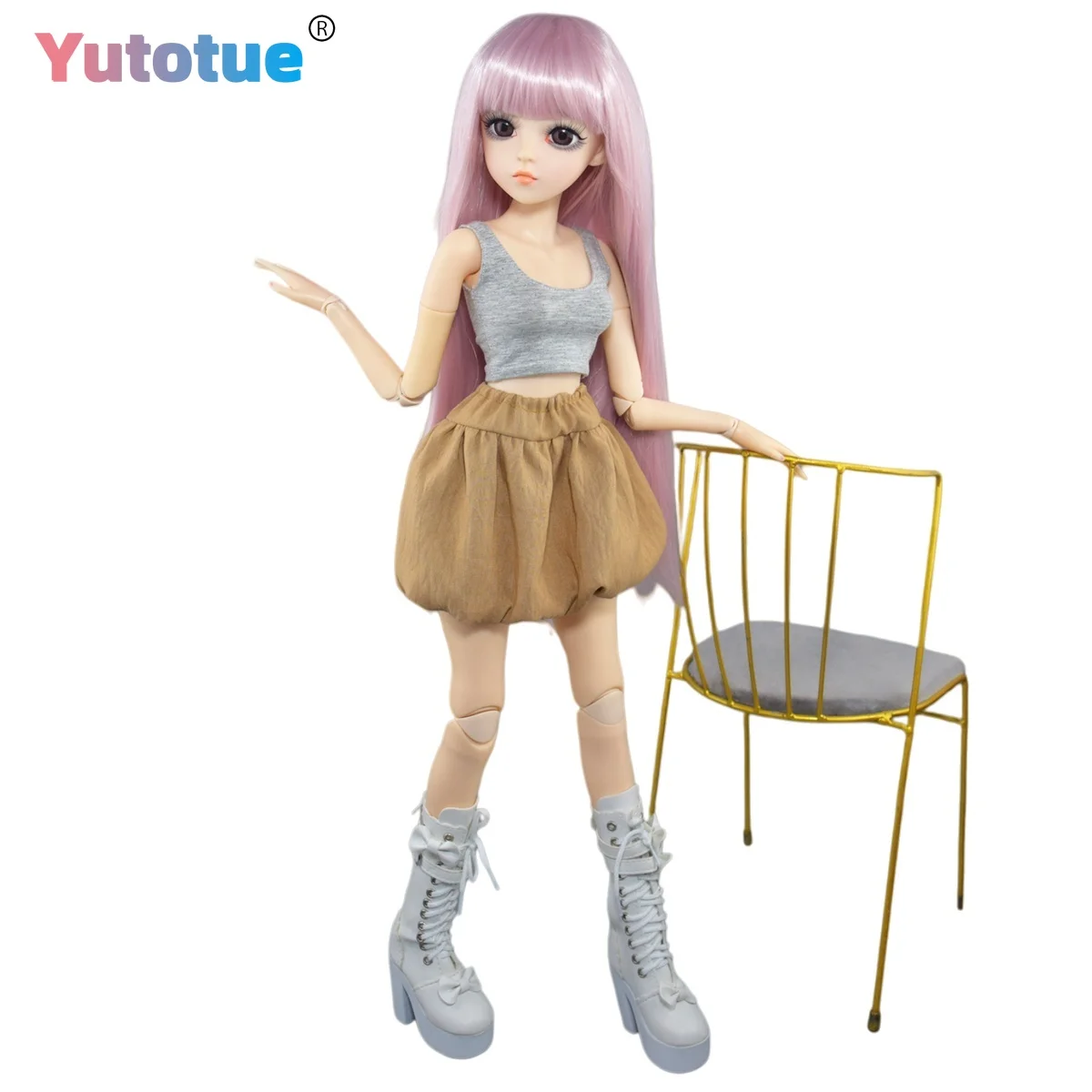 

YUTOTUE 60 см, жилет для куклы для девочек, юбка, обувь, парики, полный комплект, 1/3 размера, кукла BJD, реалистичная детская игрушка в подарок