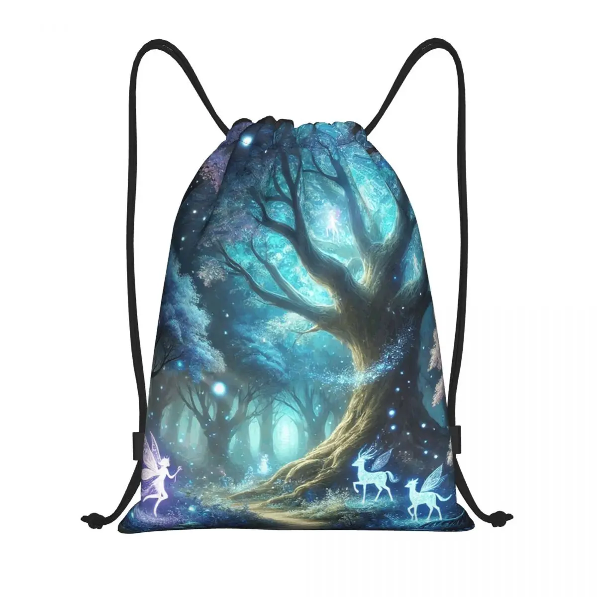 

Glowing Enchanted Forest With Fairies And Magical Creatures Backpacks Fashion Drawstring Bundle Pocket Sports Bag Book Bags