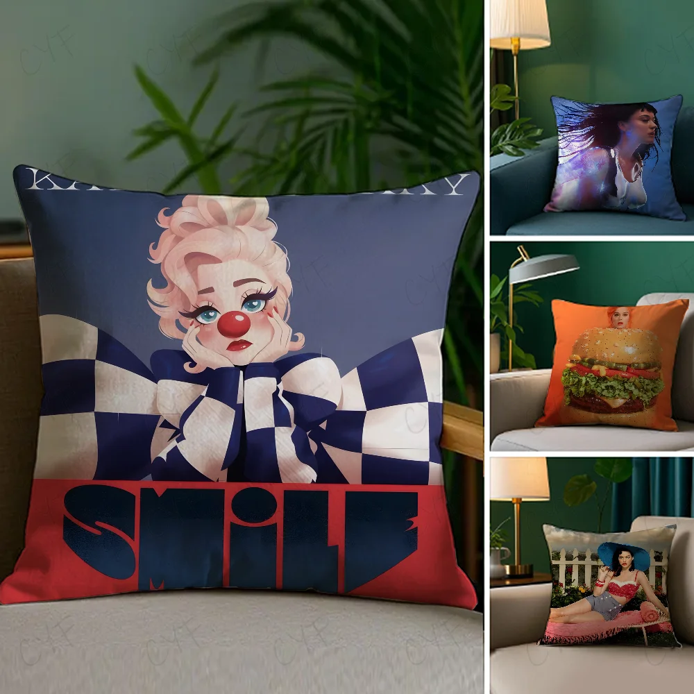 

Singer K-Katy P-Perry 1432 Hot Album Pillow Case Anti-dustmite Pillowcase Invisible zipper silky short plush Sofa cushion cover