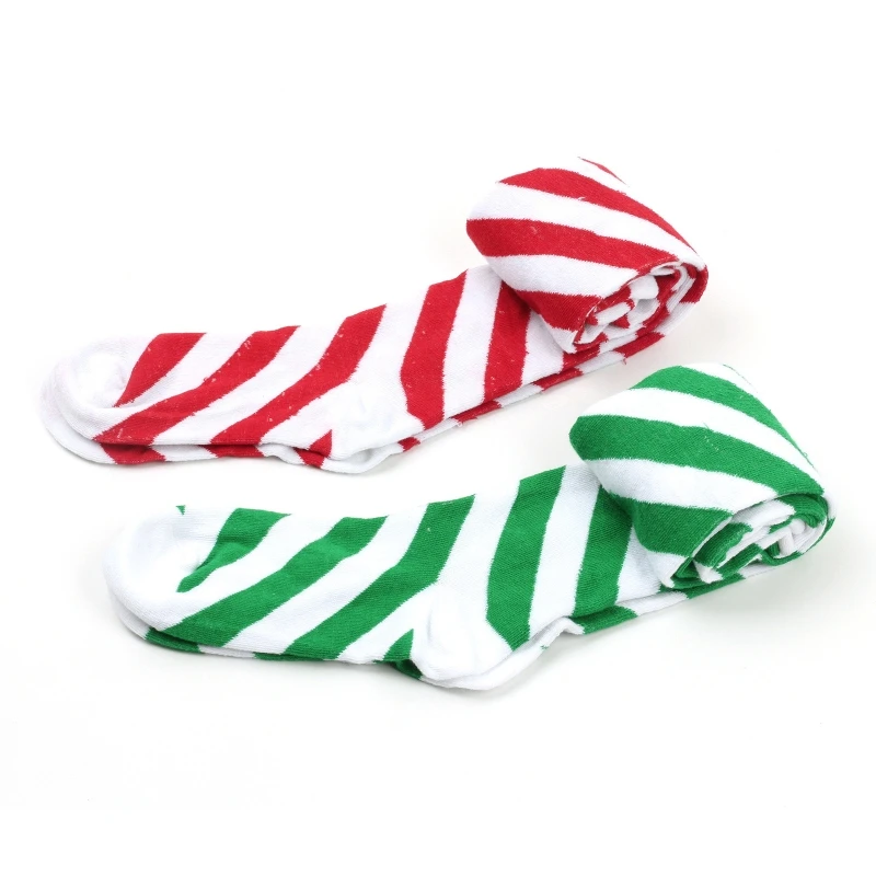 Christmas Striped Over Knee Long Socks Thigh High Stockings for Woman Clothing