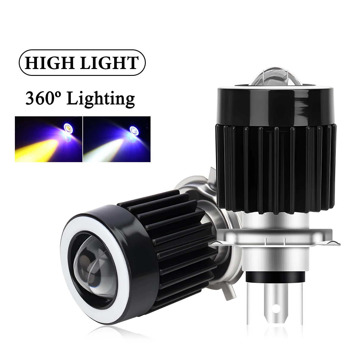 1 قطعة BA20D H4 LED لمبات دراجة نارية المصباح 9-96 فولت الملاك العين فتحة يوم تشغيل ضوء ثنائي اللون مرحبا/لو شعاع 3570 رقاقة 6000LM