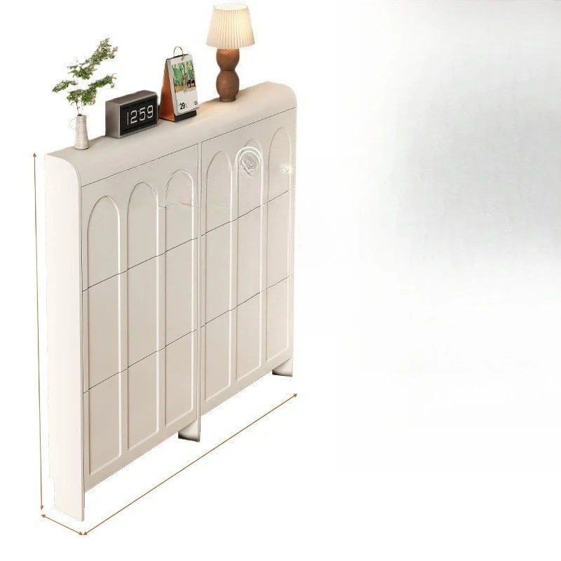 

Cream wind ultra-thin tipping bucket shoe cabinet integrated storage shoe rack at the entrance of the household door